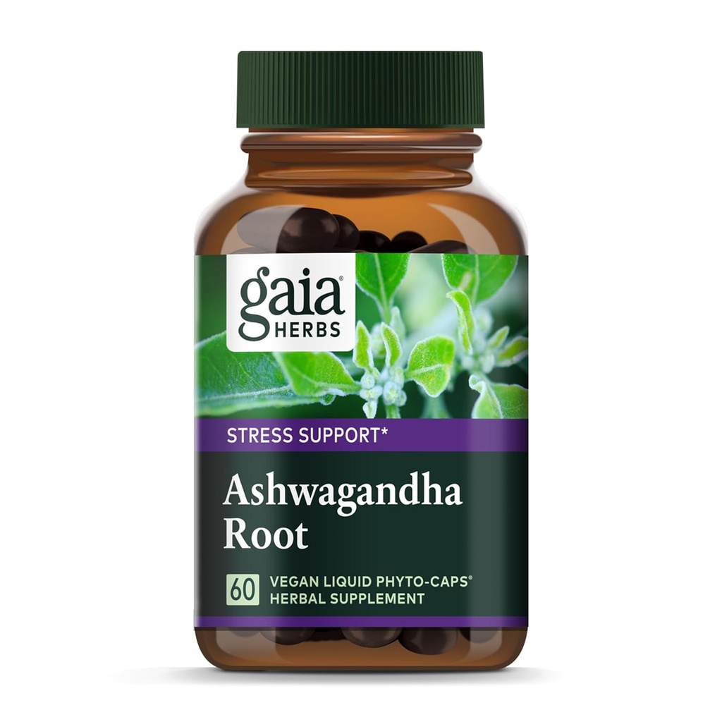 Gaia Herbs Ashwagandha Root - Φτιαγμένο με οργανική ρίζα Ashwagandha για να βοηθήσει στην υποστήριξη μιας υγιούς απάντησης στο άγχος, το ανοσοποιητικό σύστημα, και ξεκούραστο ύπνο - 60 Vegan Liquid Phyto-Capsules (30-Day Supply)