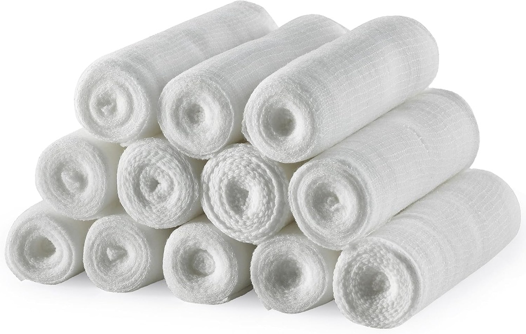 Gauze Bandage Rolls - (12 Pack) 4 x 4.1 Yards Per Roll of Medical Grade Gauze Bandage ve Yaraların Tüm Türlerini Giymek ve İlk Yardım Kit by MEDca, (4-Inch, 12 Adet)