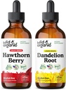 Άγρια & οργανικά Hawthorn Βάμμα μούρων 4 fl oz & Dandelion Ρίζα Βάμμα 4 fl oz