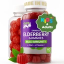 Sambucus Elder Gummies + Vitamin C + Çocuklar ve Yetişkinler için çinko, X3 Immune Support, Natural Flavors + Malzemeler, Vegan, Non-GMO, ABD'de (60)