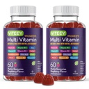 Viteey Womens Multivitamin Gummies - Immune Support - 12 in 1 Essential Vitamins & Minerals - A, C, D3, E, B6, B12, Folic Acid, Biotin,dis, çinko & More - Vegetarian - Raspberry Flavored