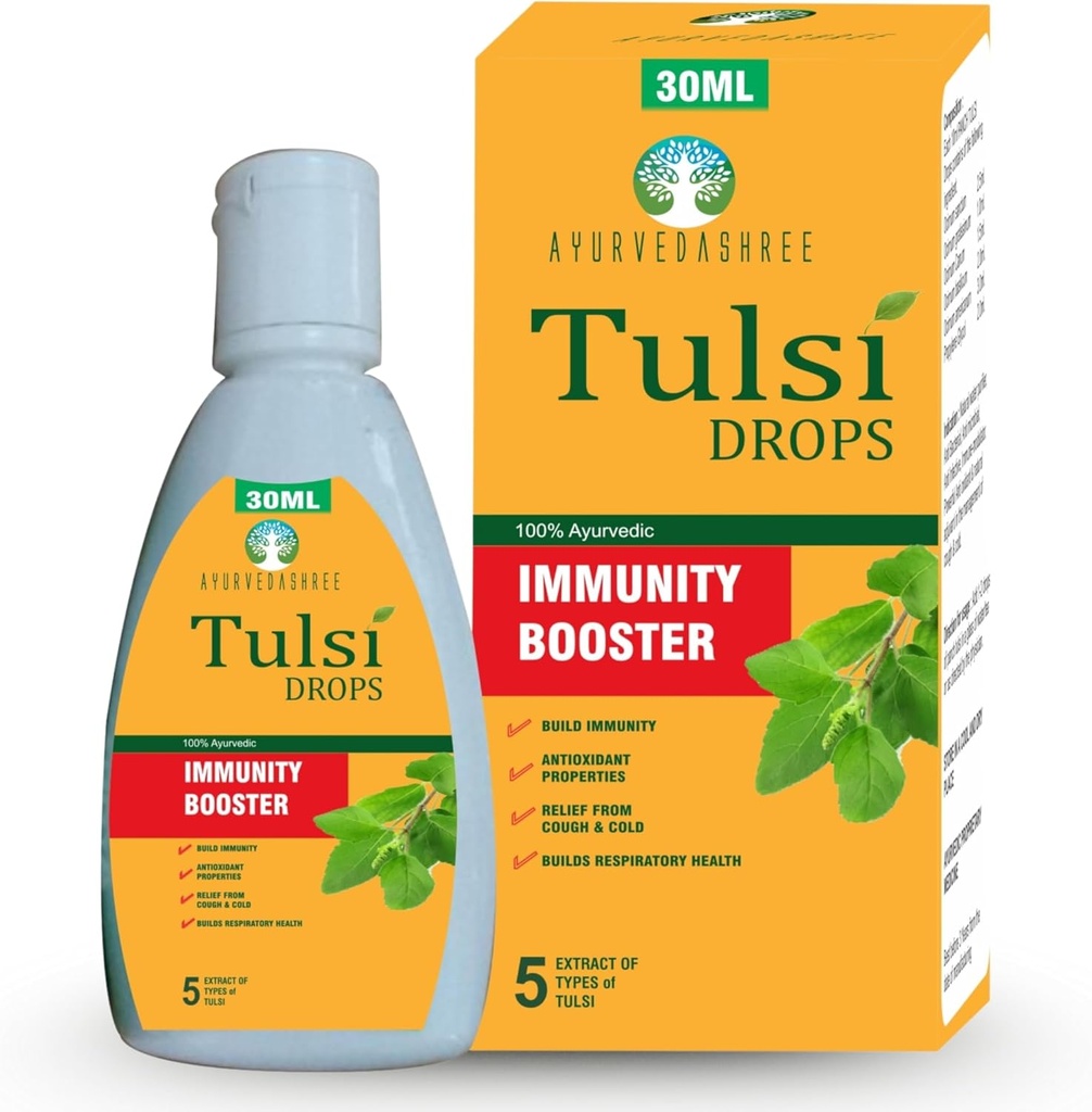Tulsi Drops Natural Immunity ATM 30 ML Pack - Sertifikalı 5 Farklı Nadir Tulsi, Holy Basil Drops 30 ML