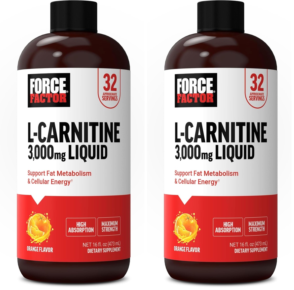 Kuvvet Faktörü L Carnitine Supplement, Sıvı L-Carnitine 3000 mg Enerjiye Şişman Olmak, Destek Kas Kurtarmak ve Hücre Enerjiyi Güçlendirmek, Maksimum Güçlü, Non-GMO, Orange Flavor, 16 Oz.
