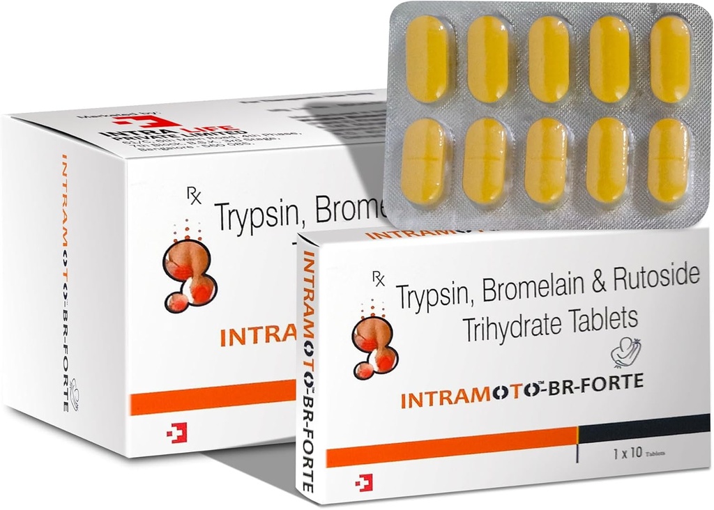 INTRAMOTO-BR-FORTE TABS Τρυψίνη 96mg + Bromelain 180mg + Ruτοσιδική Τριϋδρική 200mg
