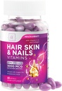 Saç, Skin & Nails for Women - Biotin 5000mcg to Support Hair Growth with Argan Oil, Collagen & Hyaluronic Acid, Beautiful, Güçlü Skin, Hair & Nails Supplement - 60 Softgels