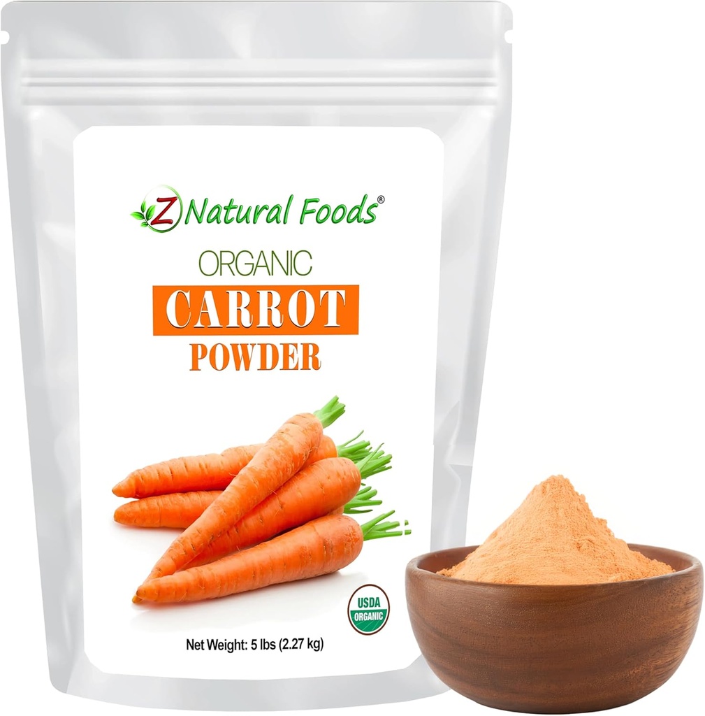 Z Natural Foods Organic Carrot Toz, Doğal Superfood Toz for Vision and Heart Health, Great in Juices, Smoothies, Tarifler, Non-GMO, Vegan, Gluten-Free, Kosher, 5 lbs