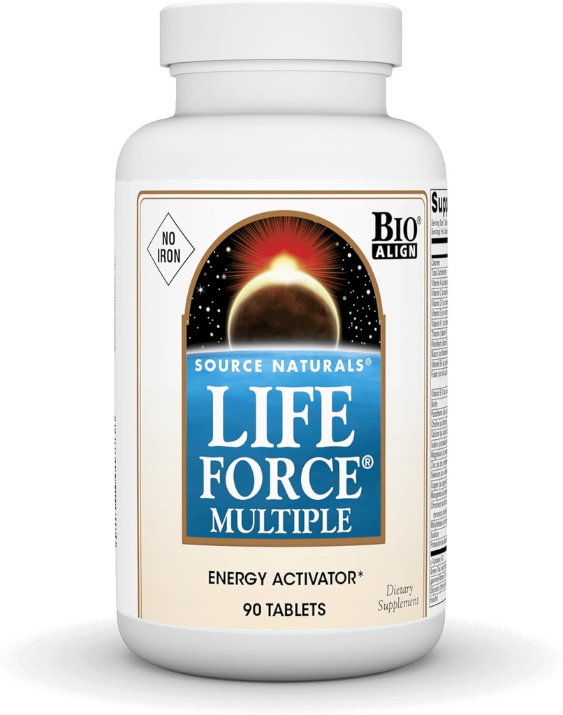Πηγή Naturals Δύναμη Ζωής Πολλαπλών Όχι Iron Energy Activator Πλήρης Βιο-ευθυγραμμισμένη καθημερινή βιταμίνη - 90 δισκία