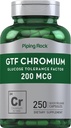 Piping Rock GTF Kromium 200 mcg | 250 Capsules | Glucose Tolerance Factor Supplement | Non-GMO & Gluten Free