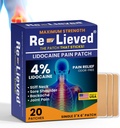Re-Lieved 4% Lidoka Patches maksimum Güçlü - alüminyum-Free, Suya Dayanıklı ve ABD Made -Superior Sticking Pain Relief Patches fast Relieves Back, Commons and Muscle Pain-3x6 Inches (20 Count)