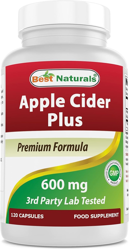 En İyi Doğal Apple Cider Vinegar Plus 500 Mg Capsules, 120 Count