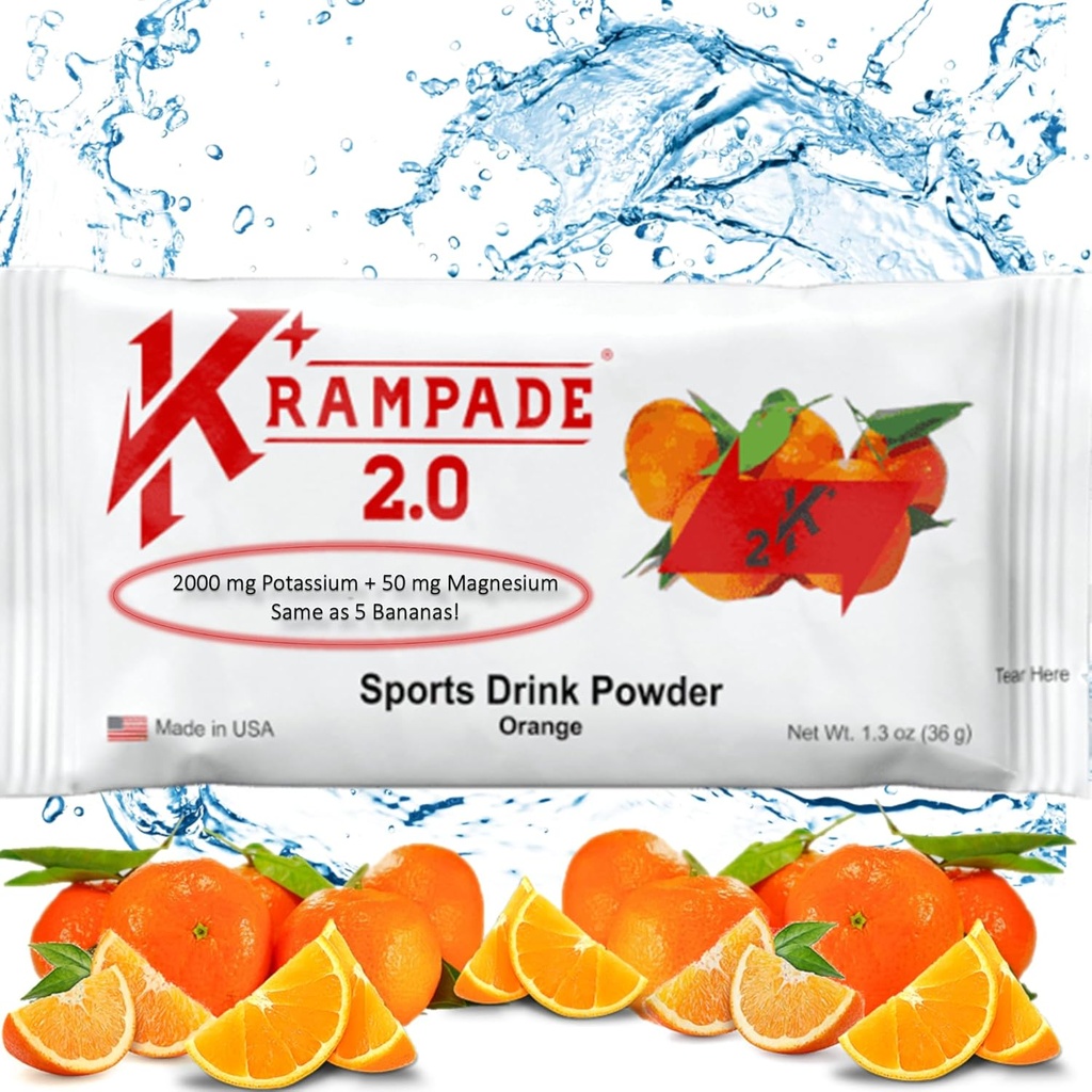 Krampade Pyum Magnezyum Supplement Electrolytes Toz - 50 mg Mag + 2000 mg K, >2X More Than Coconut Water | Cramp Relief | Hydration Packets