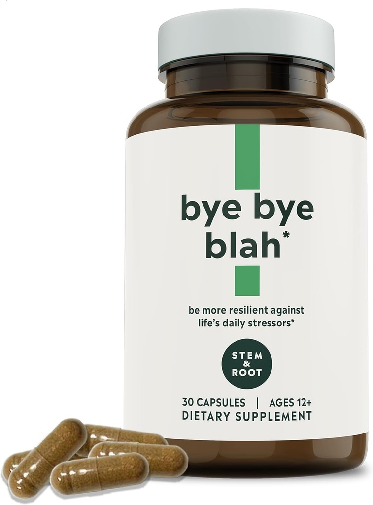 Stem & RootTM Bye Bye Blah | Probiyotik + Digestive Enzymes + Ashwagandha | 1 Milyar CFUs | Holistically Find Mood, Energy, Immunity, & Digestion | 30 Capsules (1 Ay Supply)