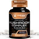 WELNESS LABSRX συμπλήρωμα μανιταριών κάψουλες 10:1 Extract, Mushroom Complex κάψουλες 1000mg, Lions Mane συμπλήρωμα με Turkey Tail, Cordyceps, Reishi - 120 Count