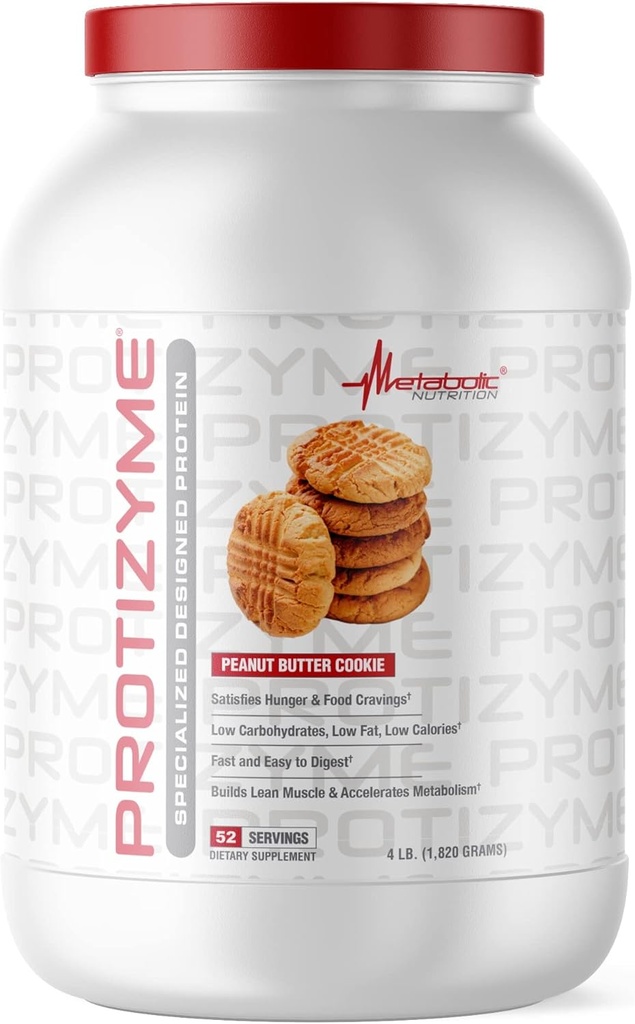 Metabolik Beslenme, Protizyme,% 100 Whey protein Toz, Yüksek Protein, Low Carb, Low Fat Whey Protein, Digestive Enzymes, 24 Temel Vitaminler ve Mineraller, 4 Pound (52 ser)