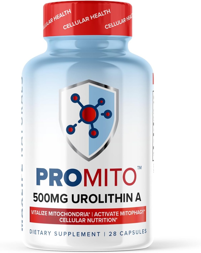 ProMito Ουρολιθίνη Ένα συμπλήρωμα – 500mg καθαρή ουρολιθίνη Ένα συμπλήρωμα διατροφής για άνδρες και γυναίκες – Εναλλακτική σε NMN, NAD, CoQ10, Resσβερατρόλη & PQQ – 28 κάψουλες