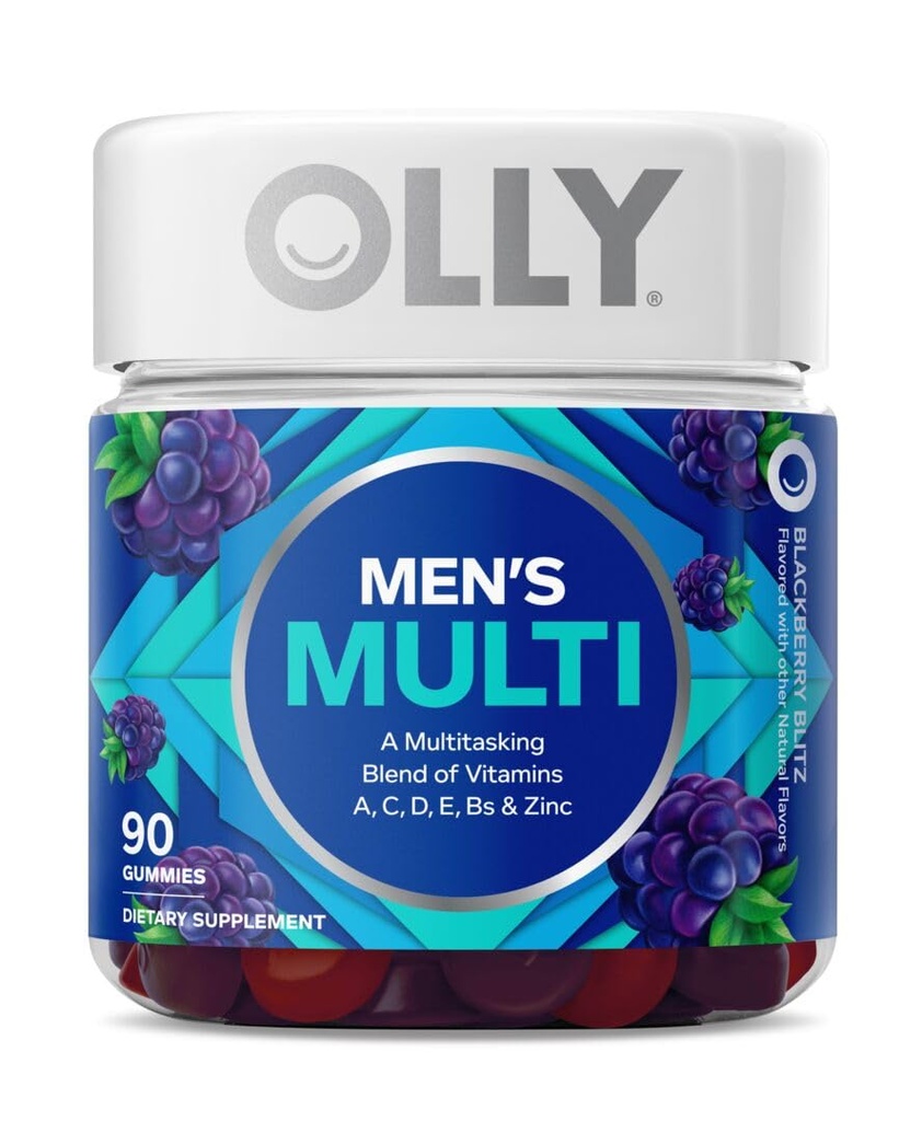 OLLY Laser Focus Gummy, Ginseng, Alfa GPC, B Vitaminleri, 36 Count & Men's Multivitamin Gummy, Vitamins A C D E B, çinko, 90 Count Count Count Kont