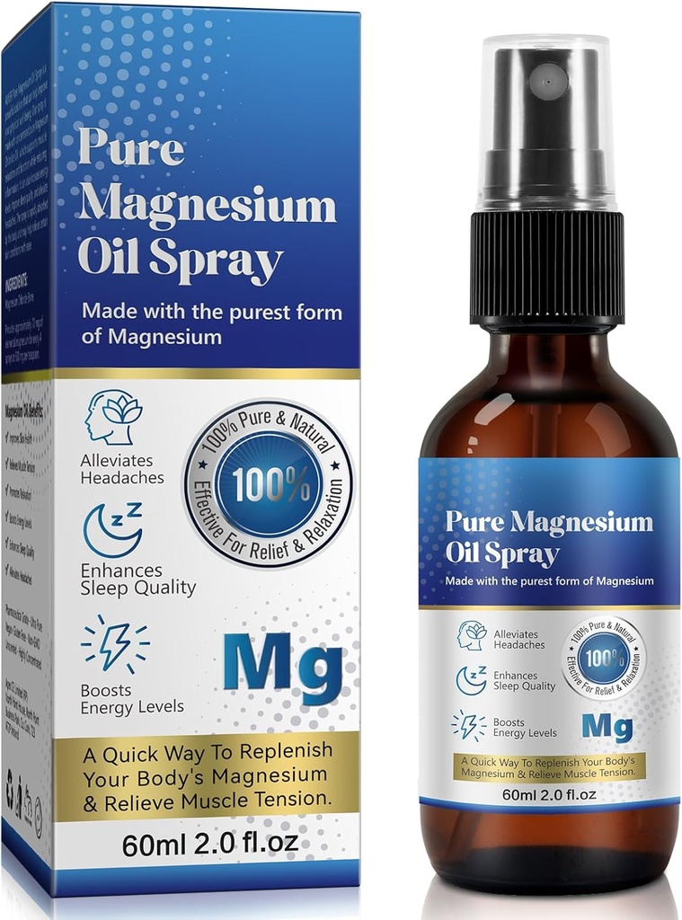 Genric 2 Fl Oz Magnezyum Yağı - Pure & Organic - High Concentration Magnezyum - Magnezyum Non-GMO, Gluten-Free - Easy to Absorb (1pc)
