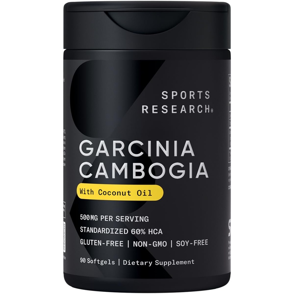 Spor Araştırmaları Garcinia Cambogia Extract (6% HCA) Ekstra Virgin Organik Piramit Yağı | No-GMO, Soy & Gluten Free (90 Liquid Softgels)