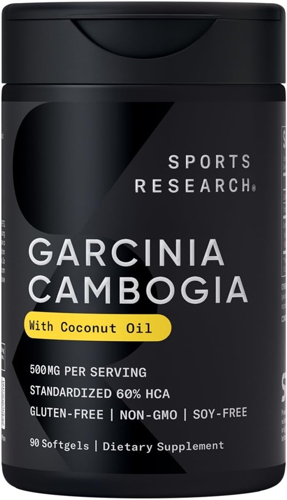 Spor Araştırmaları Garcinia Cambogia Extract (6% HCA) Ekstra Virgin Organik Piramit Yağı | No-GMO, Soy & Gluten Free (90 Liquid Softgels)