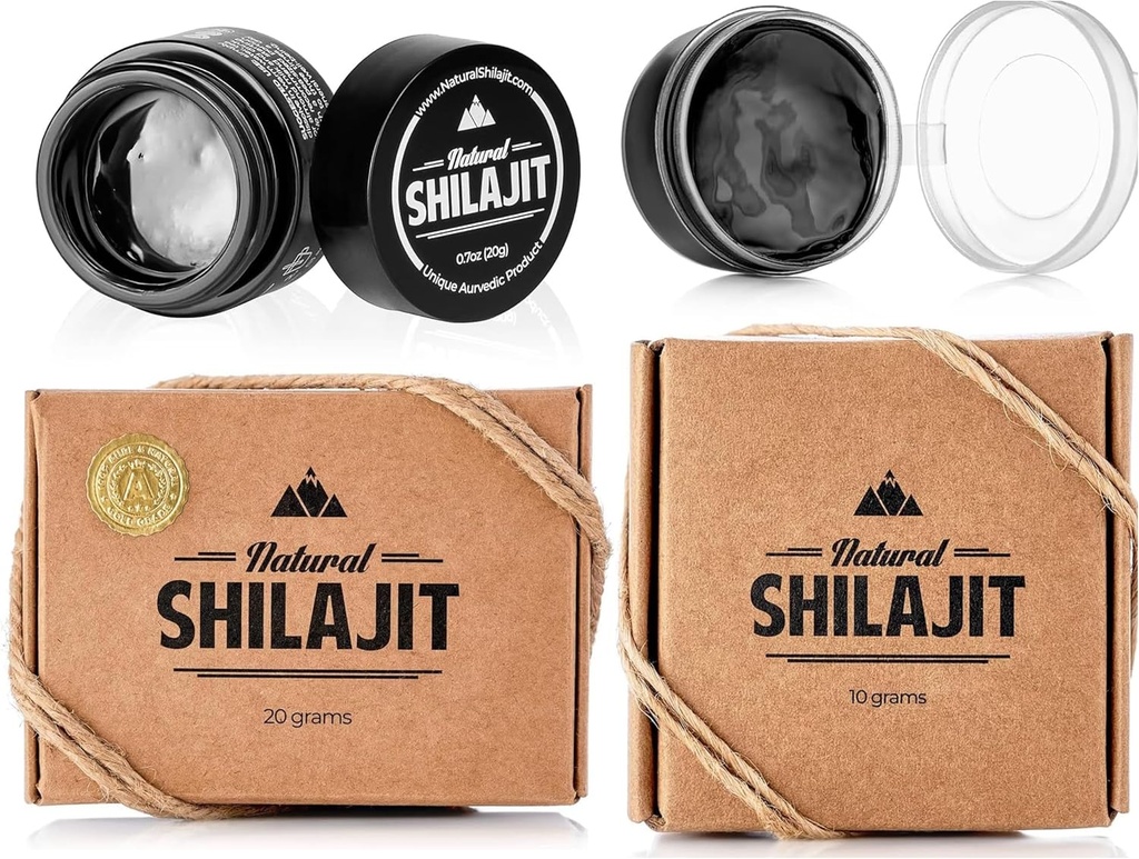 NATURAL SHILAJIT Resin - Shilajit συμπλήρωμα με Fulvic Acid & Trace Minerals, Φυτικά συστατικά για την ενέργεια, την ανοσοποίηση και τη ζωτικότητα - 20 γραμμάρια & 10 γραμμάρια