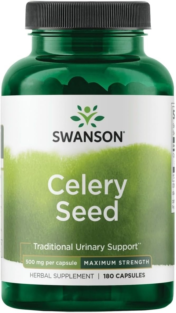 Swanson - Celery Tohum maksimum Güçlü - Antioksit Desteği (500 mg 180 Capsules) (1 Pack)