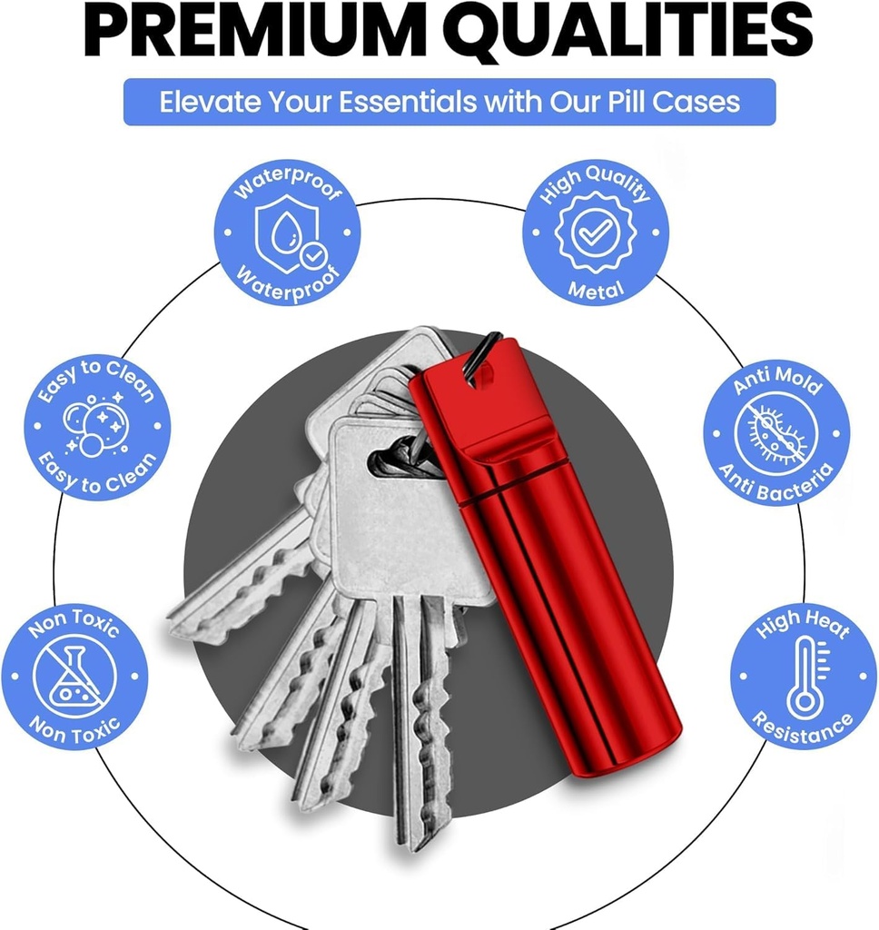 Blackberry Pill gain Large Kapasite Sualtı Seyahat Pill Organizer Pill Container for Tablets, Capsules – Dayanıklı Seyahat Dostu Pill Case for Purse Mini Pill Case (Red) (Red) (Red) (Red) (Red)