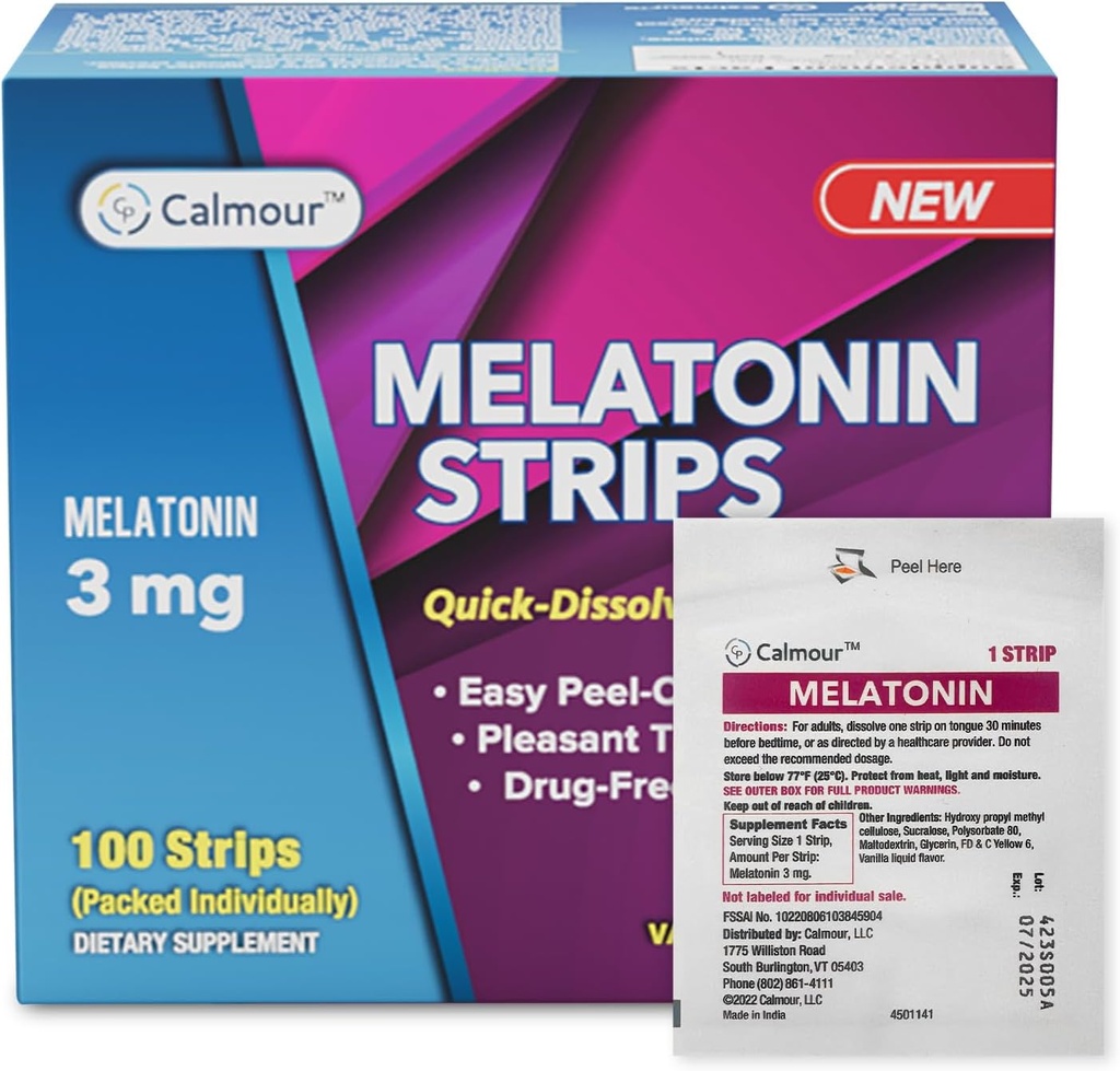 100 Oral Sleep Strips | Quick-Dis çözme 3 mg Melatonin Strip | Gummies'ten Daha Hızlı Çalışın | Rahatlama Napping Supplements | The Ultimate Sleep Aid for Better Rest and Eye Health