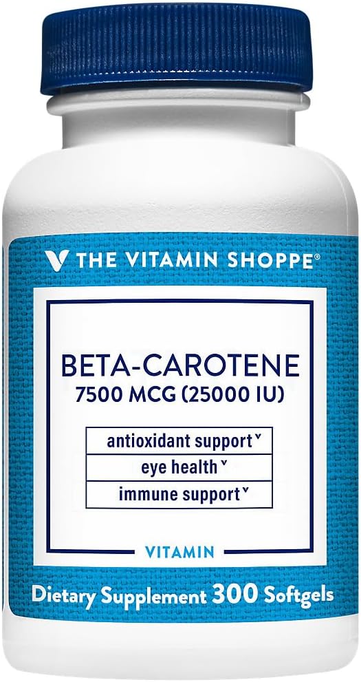 Η Βιταμίνη Shoppe Beta-Carotene 2.500IU (Βιταμίνη Α), Αντιοξειδωτική Υποστήριξη για την Όραση & Ανοσολογική Υγεία (300 Softgels)