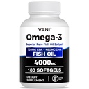 Fish Oil Omega 3 (4000 mg), 180 Softgels,Omega 3 Fatty Acid Supplements with EPA & DHA for Brain & Heart Health*