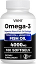 Fish Oil Omega 3 (4000mg), 180 Softgels, Omega 3 συμπληρώματα λιπαρών οξέων με EPA & DHA για την υγεία του εγκεφάλου και της καρδιάς*