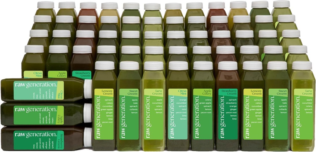 Raw Generation Deep Detox Cleanse – 10 Günlük Su Kilo kaybı, Enerji, Clearer Skin & Gut Health – 16 Chlorophyll-Packed Juices to Detox Your Body and reset Your Diyet (Assortment May Vary)