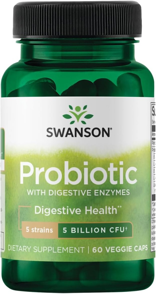 Προβιοτικό Swanson με Digestive Ένζυμα 5 Δισεκατομμύρια Cfu 60 Veg Κάψουλες
