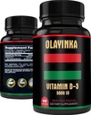 D3 5000 IU - Kadınlar ve Erkekler için 125 mcg D3 Supplements - Skin Health, Muscle Function & Immunity Support - Non-GMO, High Potency D3 5000 IU, 3 Ay Supply Vitamin D3 5000 IU, 3 Ay Supply