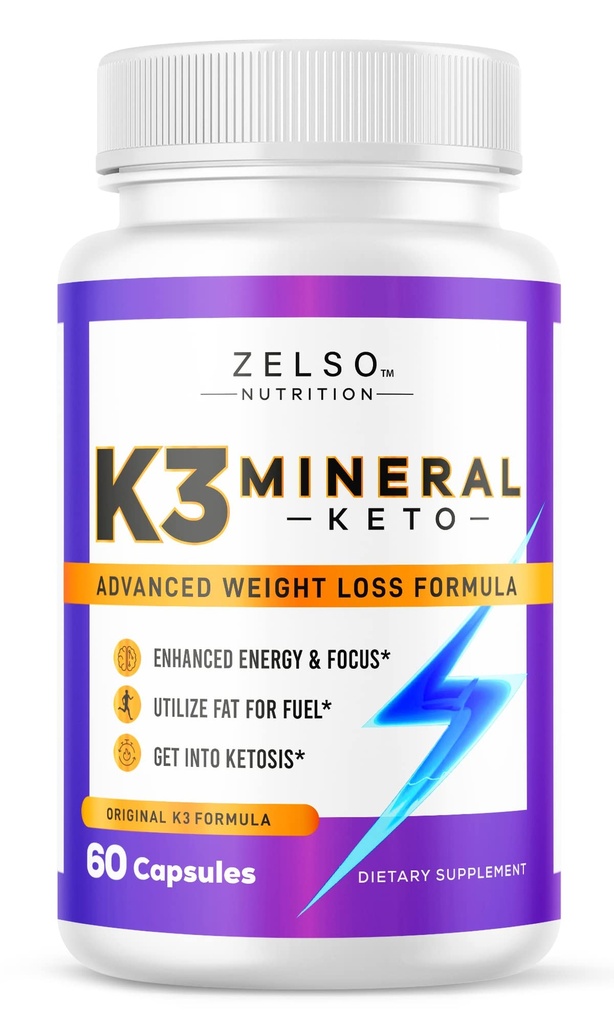 ZELSO K3 Mineral Ağırlık Kadınlar ve Erkekler için Pilleri Yitirir, K3 Mineral Pilleri - K3 Salt Mineral, Vitamin + K3 Capsules Supplement for Keto Kilo Kaybı - 1 Ay Supply