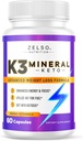 ZELSO K3 Mineral Ağırlık Kadınlar ve Erkekler için Pilleri Yitirir, K3 Mineral Pilleri - K3 Salt Mineral, Vitamin + K3 Capsules Supplement for Keto Kilo Kaybı - 1 Ay Supply