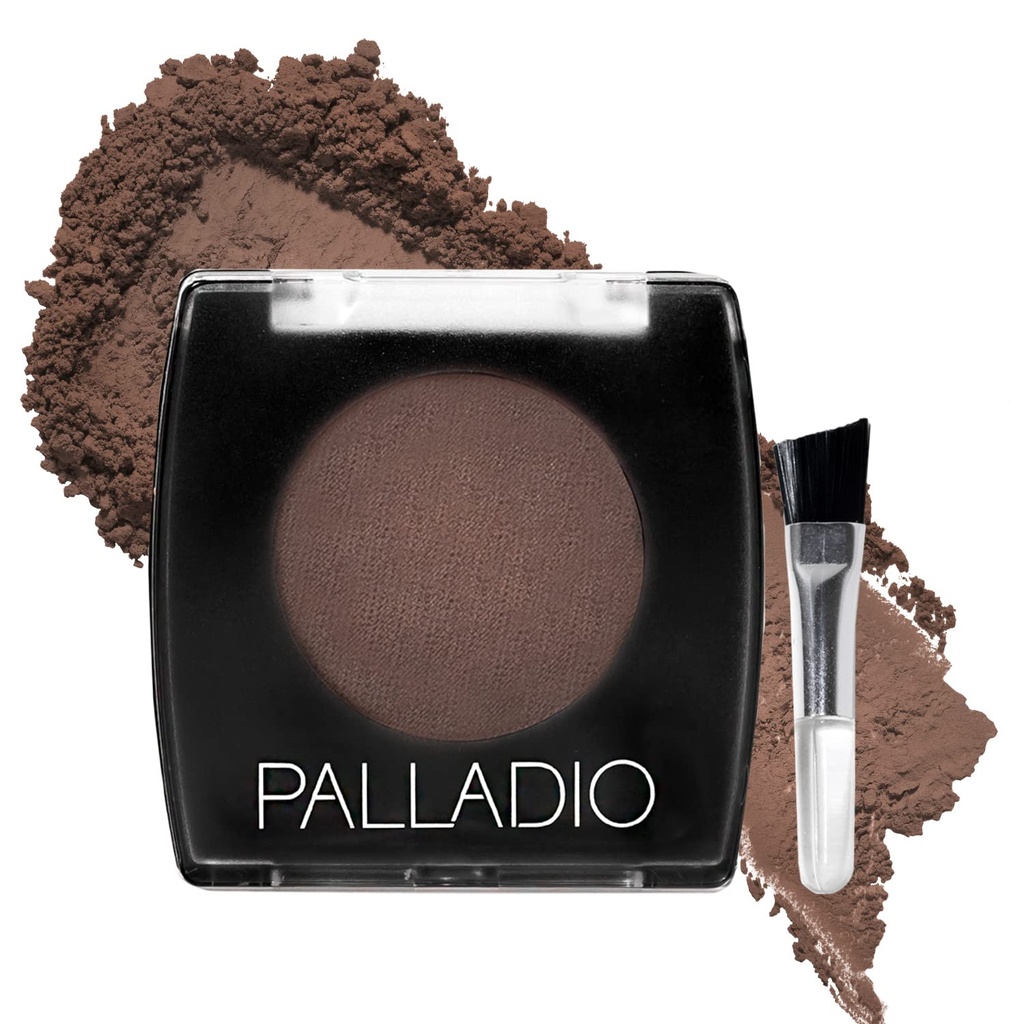 Palladio Brow Dust for Eyebrows, Soft and Natural Eyebrow Toz with Jojoba Oil & Shea Butter, Gelişmiş ve Define Brows, Purse veya Seyahat için Kompakt Boyut, Applicator Fırça içerir, Dark Brown
