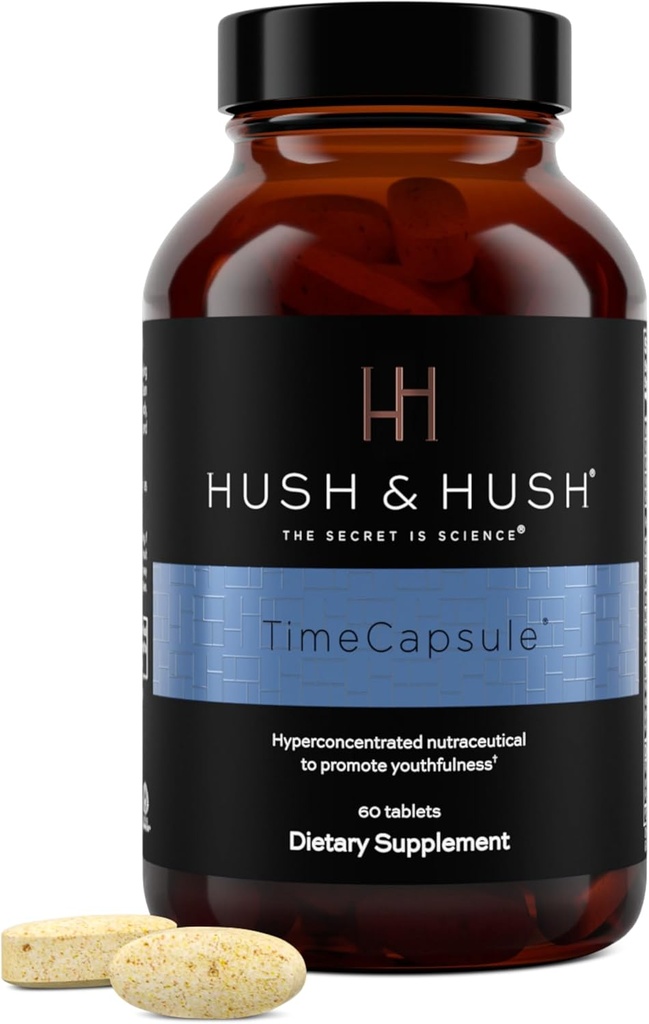 Hush & Hush TimeCapsule Multivitamin, Women's Multivitamin, Men's Multivitamin, Clean Nutraceuticals Supplements That Contains Hyaluronic Acid, C, çinko, B12 Vitamini, E - 60 Tablet