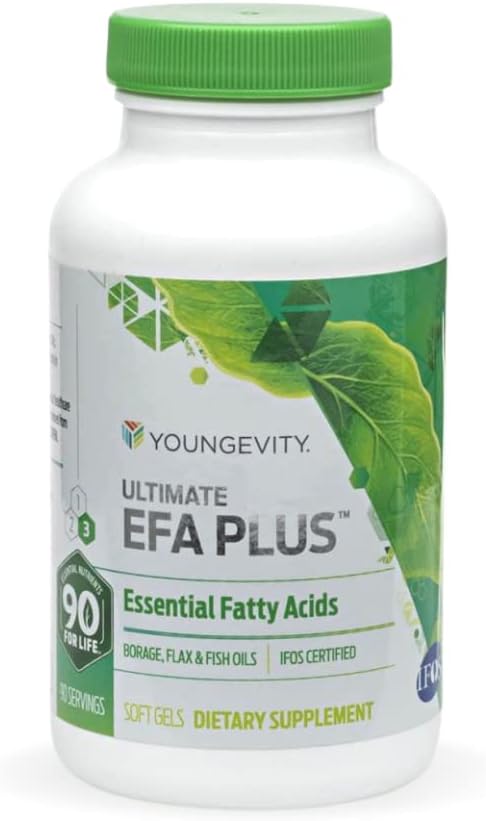 Youngevity Ultimate EFA Plus – Essential Fatty Asits, 90 Soft Gels – Kalp, Beyin, Ortak, Cilt Sağlığı – Omega-3, Omega-6, Omega-9 Optimal Health Support