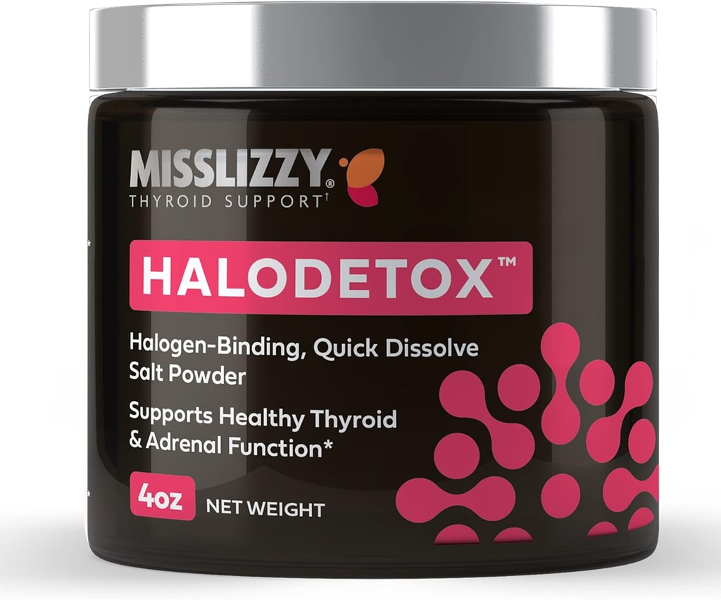 Bayan Lizzy HaloDetox – Pure, Unrefined Pink Salt Toz with 80 Minerals to Halogen Detox Bromine, Chlorine, & Fluoride, Replenish Electrolytes, & Support Health Yourroid & Adrenal Functions – 4oz