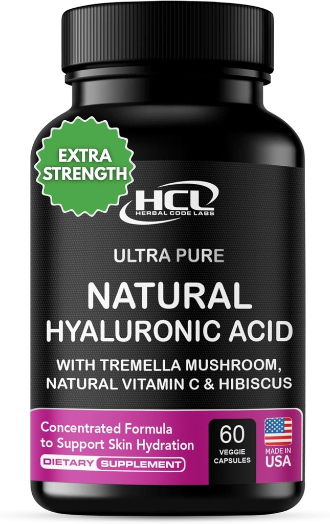 Doğal Hyaluronic Asit Supplement 5X Güçlü Hydration Pills from Pure Tremella Mushroom with Vitamin C & Hibiscus - Skin Supplement Anti Wrinkle Diyeter Capsules - saç tırnakları