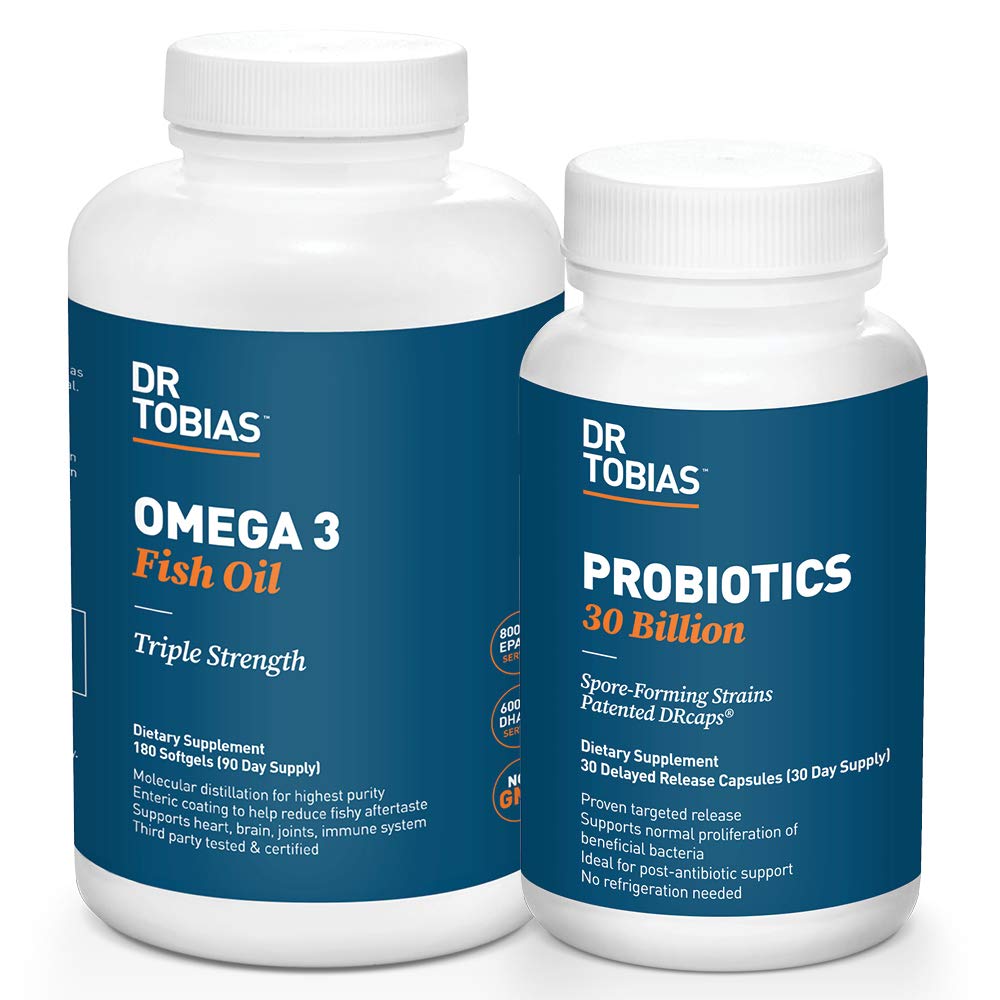 Dr. Tobias Probiyotiks 30 Milyar ve Omega 3 Balık Yağı (2000 mg) Digestive Support & General Health