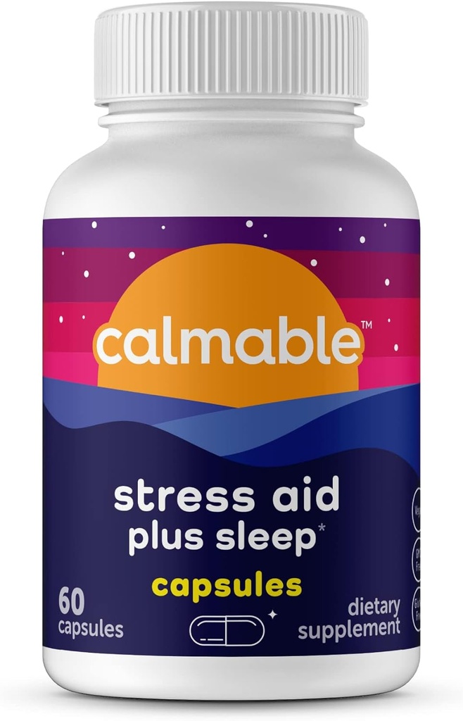 Stres Yardımı Artı Uyku Desteği - De-Stress, Relax ve Sleep Better - Vegan - Melatonin, Ashwagandha ve L Theanine - Anti Stres Desteği Diyetsel Tamam - 60 Capsules