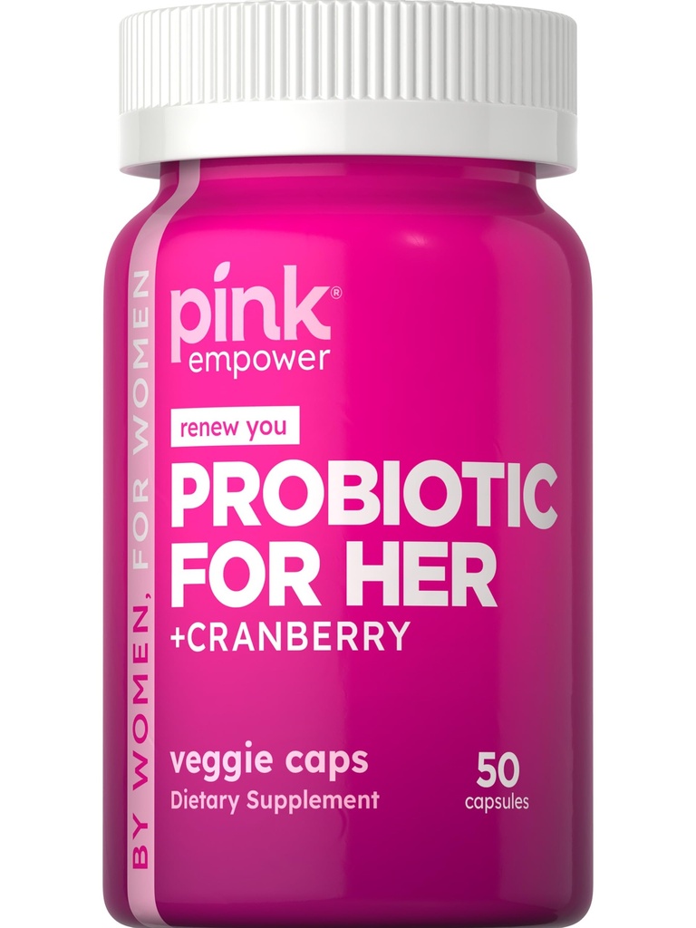 PINK Kadınlar için Probiyotikler | Digestive Health Support Capsules | 50 Kont | Plus Cranberry | Vegetarian, Non-GMO & Gluten Free Supplement Supplement