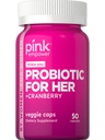 PINK Kadınlar için Probiyotikler | Digestive Health Support Capsules | 50 Kont | Plus Cranberry | Vegetarian, Non-GMO & Gluten Free Supplement Supplement