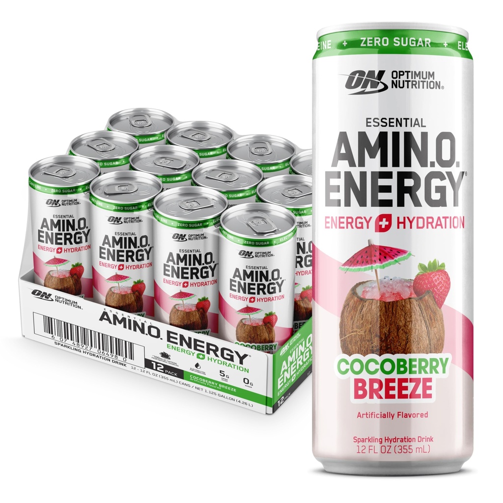 En İyi Beslenme Amino Enerji Koling Hydration Drink, Electrolytes, Caffeine, Amino Asits, BCAAs, Sugar Free, Cocoberry Breeze, 12 Fl Oz, 12 Pack (Pazarlama)