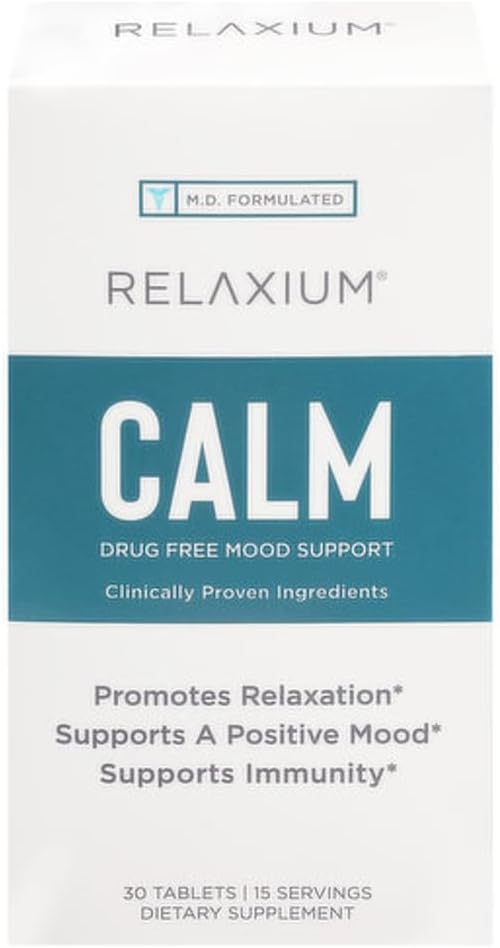 Relaxium Calm, Non-Habit Form, Stres ve Mood Support Supplement, Elevate Mood & Boost Relaxation with Ashwagandha, 5-HTP, GABA, Passion Flower, (30 Tablet, 2 Hafta Supply)