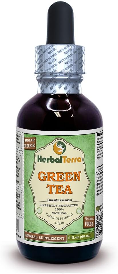 Herbal Terra LLC Yeşil Çay (Camellia Sinensis) Glycerite, Organik Kuru Alkolü Bırakıyor