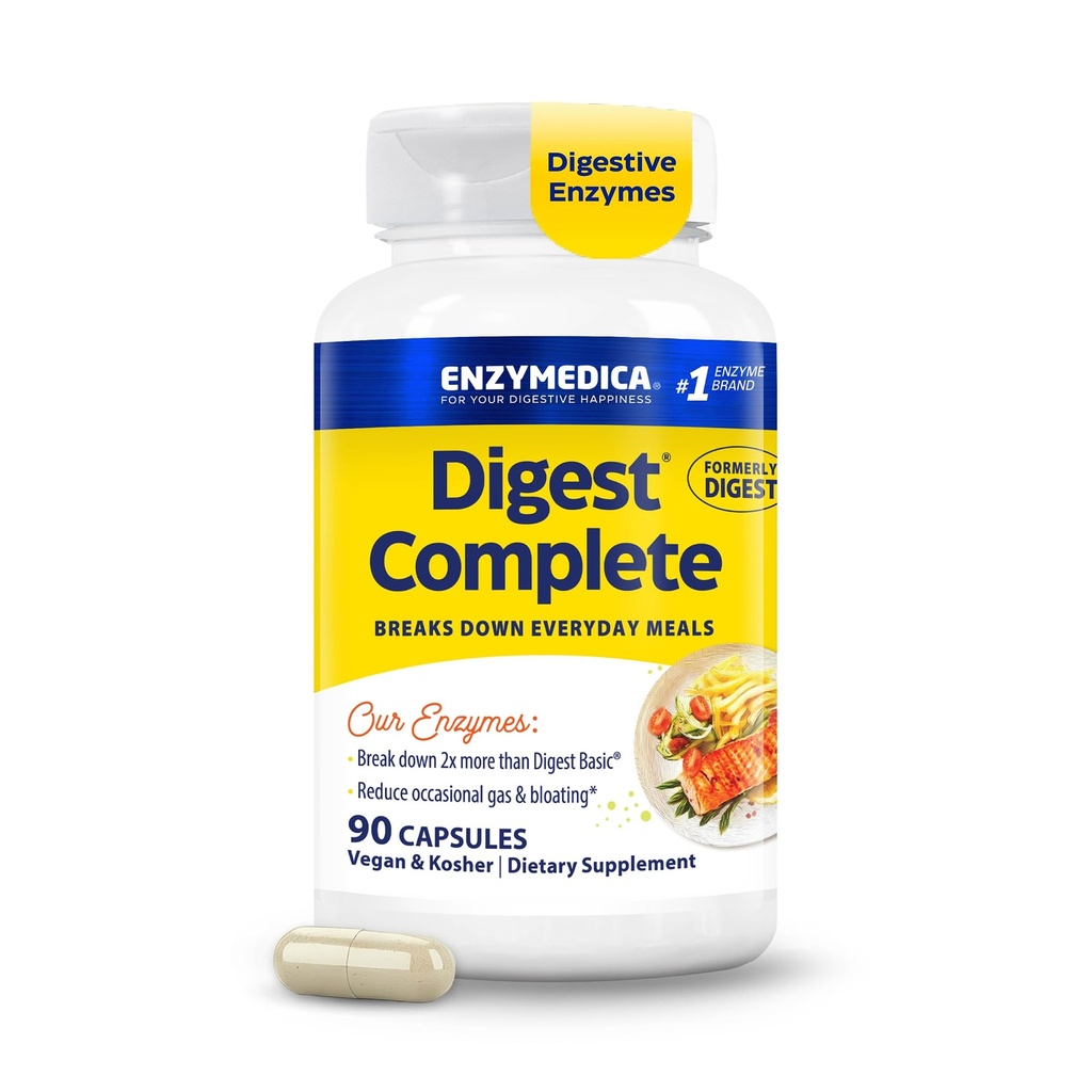 Enzymedica Digest, Full-Range, Her gün Digestive Enzymes, Fast-Acting Gas & Bloating Relief, 90 Kont