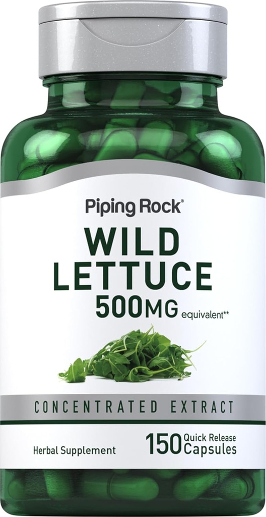 Piping Rock Wild Lettuce Extract | 500 mg | 150 Capsules | Mekanik Herbal Supplement | GMO, Gluten Free