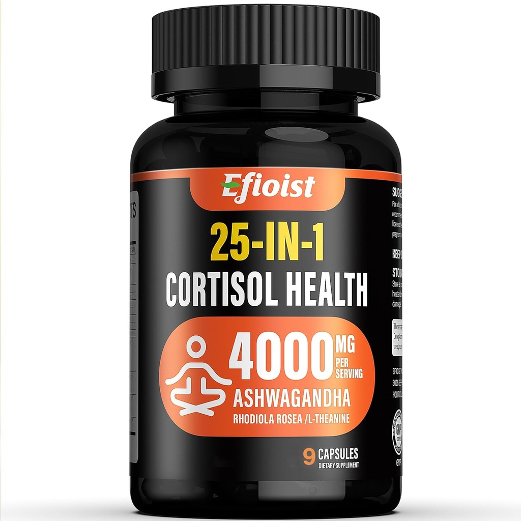 Cortisol Health Supplement, 25-in-1 Cortizol for Women & Men, Cortisol Supplements for with Ashwagandha, Rhodiola Rosea, L-Theanine, 9 Capsules